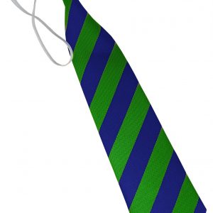 11 inch block stripe Royal Blue and Emerald Green Infant School Elastic Tie