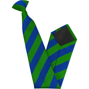 Royal Blue and Green Block High School Clip On Tie