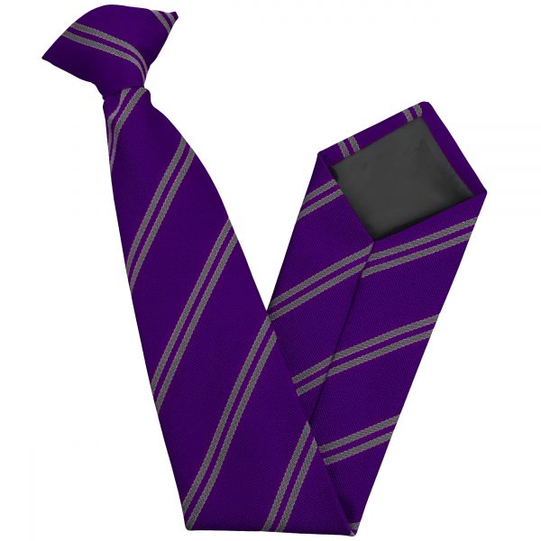 Purple and Grey Double High School Clip On Tie