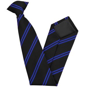 Black and Royal Blue Double Junior School Clip On Tie